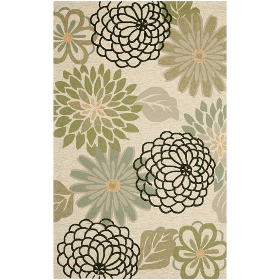 SAFAVIEH Four Seasons Emmalyn Floral Area Rug, Beige/Green, 5' x 8'