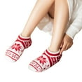 thumbnail image 3 of MZXELPRJD No Show Socks Womens Slipper Socks with Soft Cozy Lined Socks Winter Warm Fuzzy Non Slip Socks for Women, White Crew Socks Red, 3 of 5