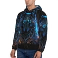 thumbnail image 2 of KLL Cool Blue Light Wolf Print Mens Hoodie Long Sleeve Casual Pullover Hooded Sweatshirt Fashion Drawstring Hoodies with Pocket-4X-Large, 2 of 6