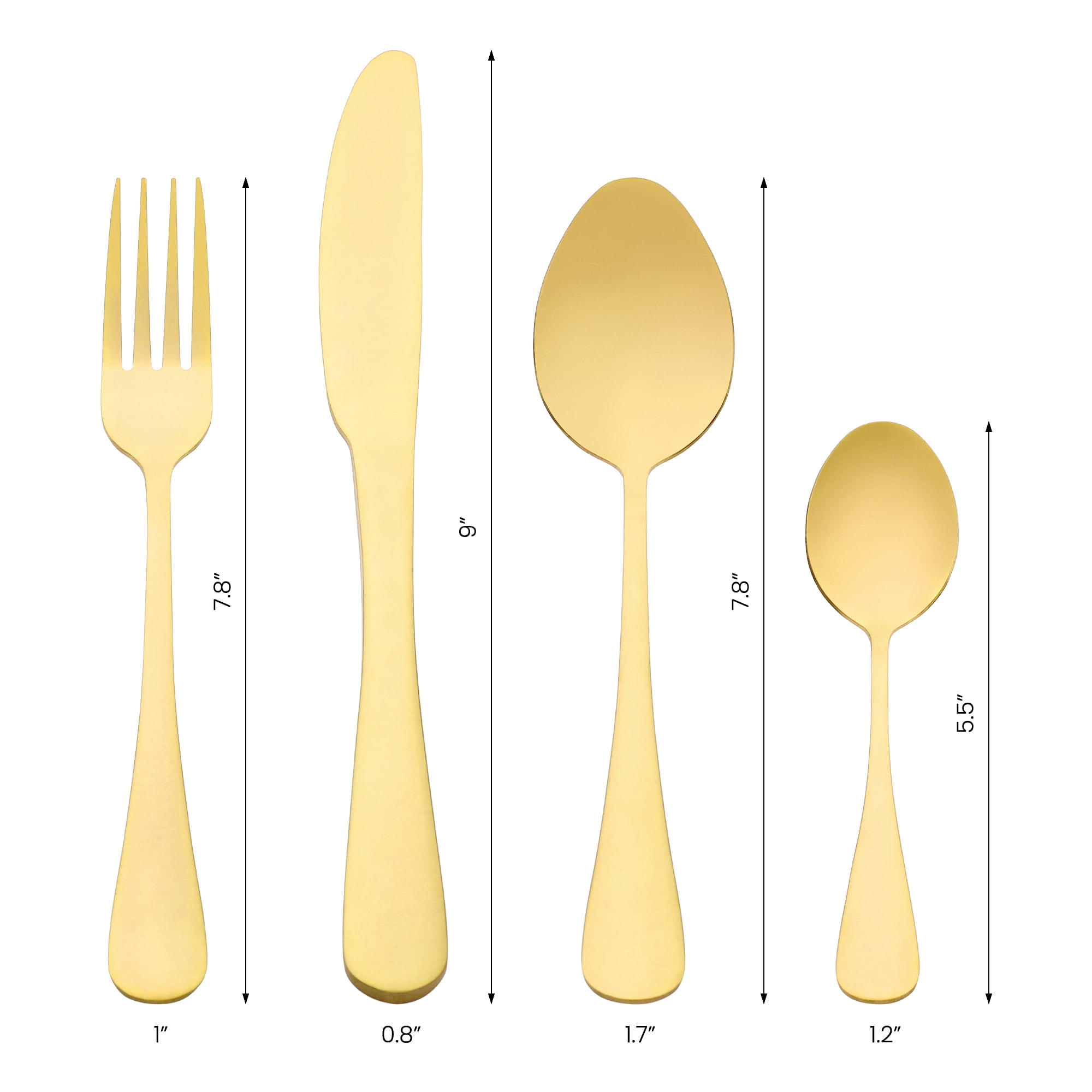 Unique Bargains 24 Pcs Stainless Steel Flatware Set with Supporting Shelf Gold