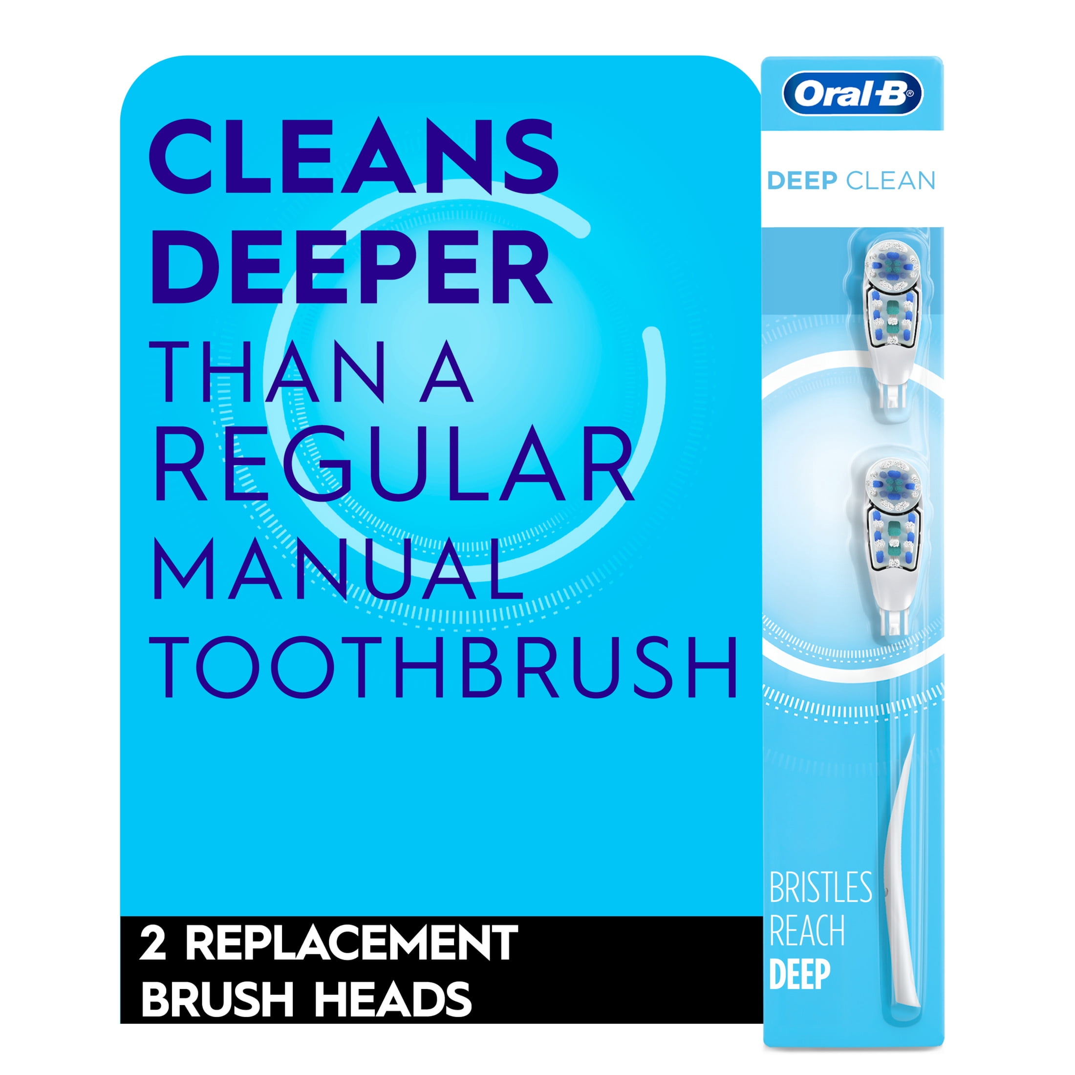 Oral-B Deep Clean Replacement Toothbrush Heads 2 Count for Battery