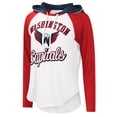 thumbnail image 2 of Women's G-III 4Her by Carl Banks  White/Heather Red Washington Capitals MVP Raglan Lightweight Hooded T-Shirt, 2 of 3