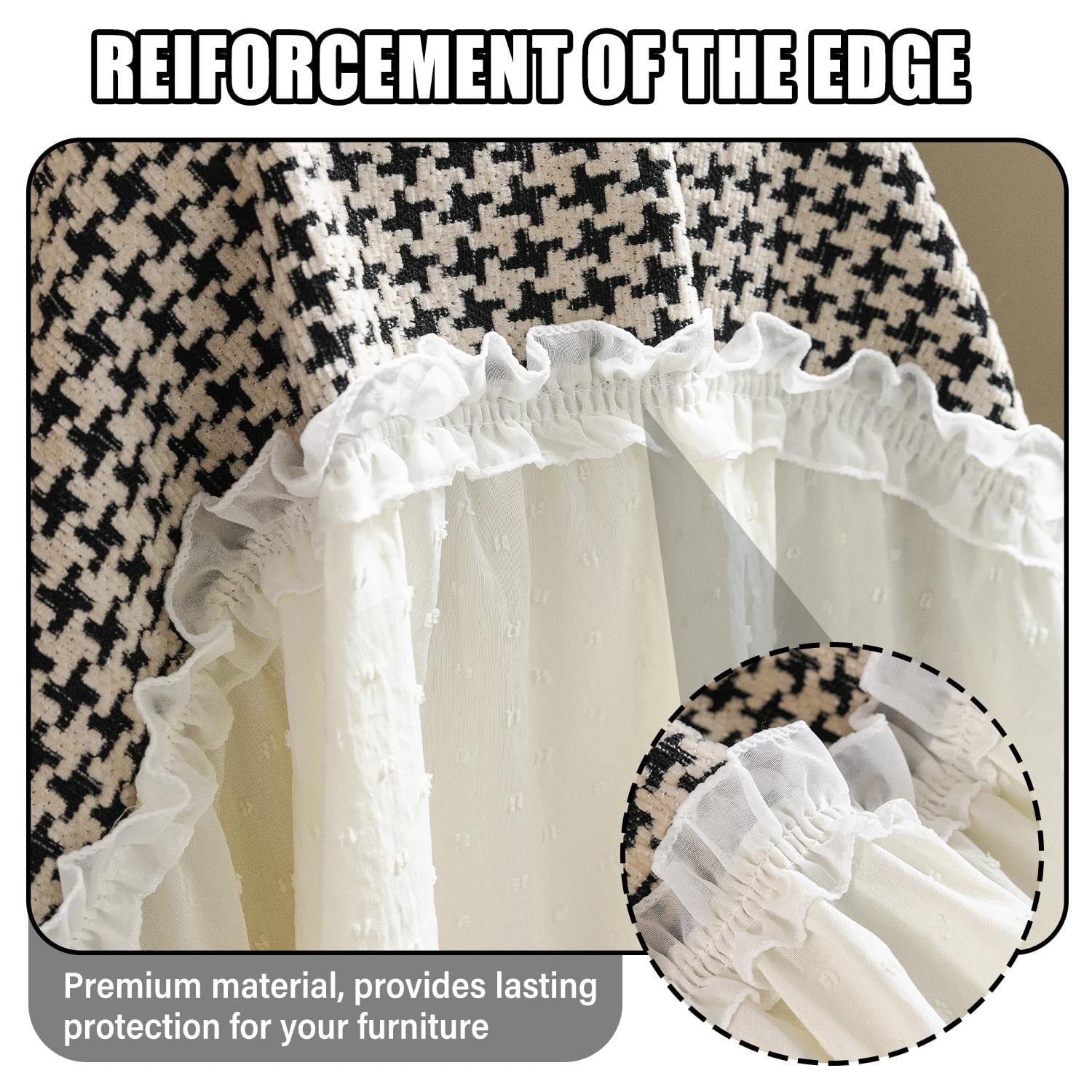 Soft Gingham Couch Cover, Fits 1–4 Cushion Couch. Couch Blankets with Skirt Edge, Machine Washable Furniture Protector