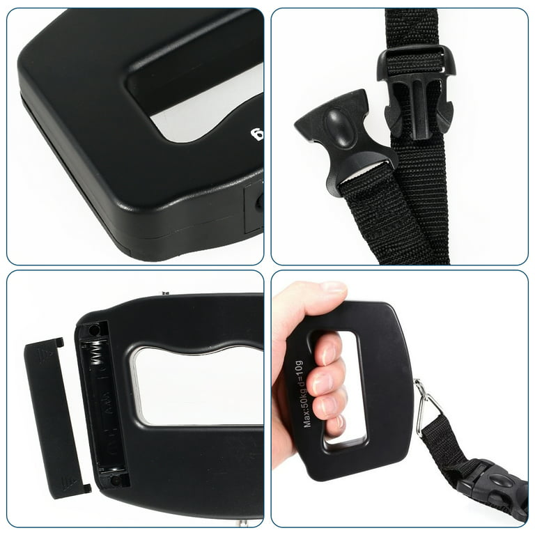 Accuoz Balanza digital para equipaje con LCD Blacklight. Portátil, ideal  para viajar. 110 lbs., Negro
