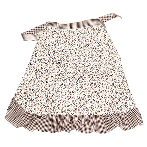 Medio delantal de cocina para mujer, estilo coreano, media cintura, fino, transpirable, con flores