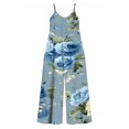 thumbnail image 7 of Women's Flowy Wide Leg Jumpsuit Light Blue Roses Summer Beach Casual Sleeveless Rompers with Pockets, 7 of 7