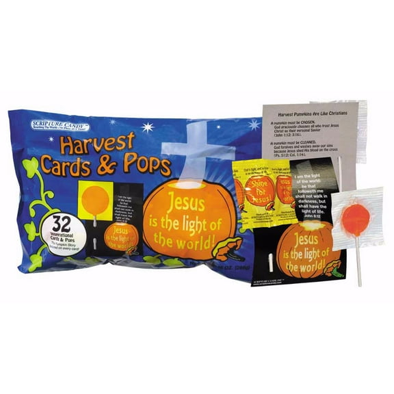 Candy-Scripture Harvest Cards & Pops (Pack Of 32)