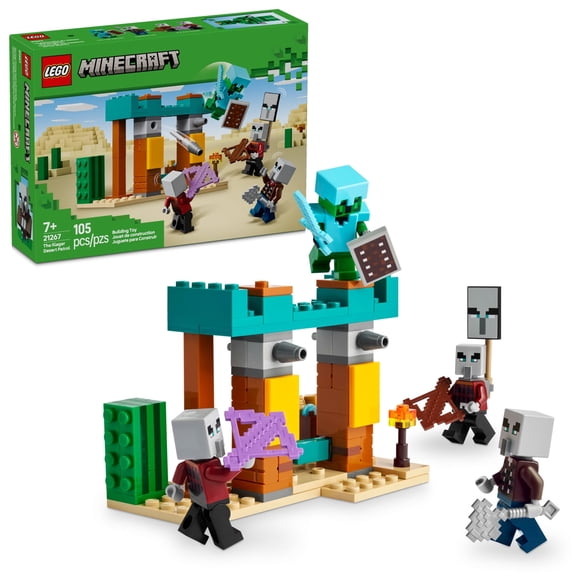 LEGO Minecraft The Illager Desert Patrol Toy Figures and Playset - Building Minecraft Toy for Kids, Boys and Girls, Ages 7 - with 4 Figures for Pretend Play - Gift Idea for Birthdays - 21267