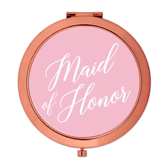 Koyal Wholesale Rose Gold Compact Mirror Maid of Honor Wedding Gift, Blush Pink, 1-Pack