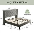 thumbnail image 2 of iPormis Queen Size Bed Frame with Diamond Button Tufted Wingback Headboard, Upholstered Platform Bed Frame with Strong Wood Slat Support, No Box Spring Needed, Light Grey, 2 of 8