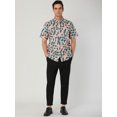 thumbnail image 4 of Unique Bargains Men's Irregular Geometric Short Sleeve Button Down Shirts Green Pink M, 4 of 6