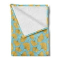 thumbnail image 2 of Leaves Soft Flannel Fleece Blanket, Botanical Garden Pattern in Bicolor Style with Ginkgo Leafy Floral Petals, Cozy Plush for Indoor and Outdoor Use, 70" x 90", Pale Blue and Mustard, by Ambesonne, 2 of 5