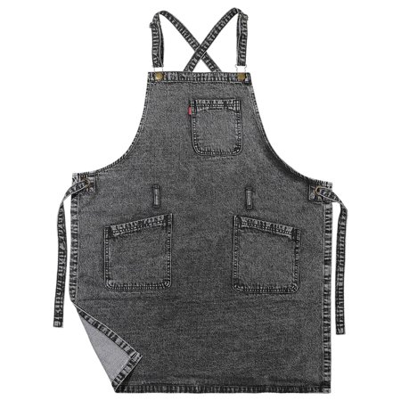 Denim Chef Apron For Women With Pockets Jean Waitress Server Kitchen Apron For Men Women Cooking Gardening Painting Hairstylist