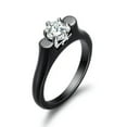 thumbnail image 4 of 2mm Black/White Ceramic AAA CZ Band Rings Women's Wedding Stylish Ring Size 6-10, 4 of 5