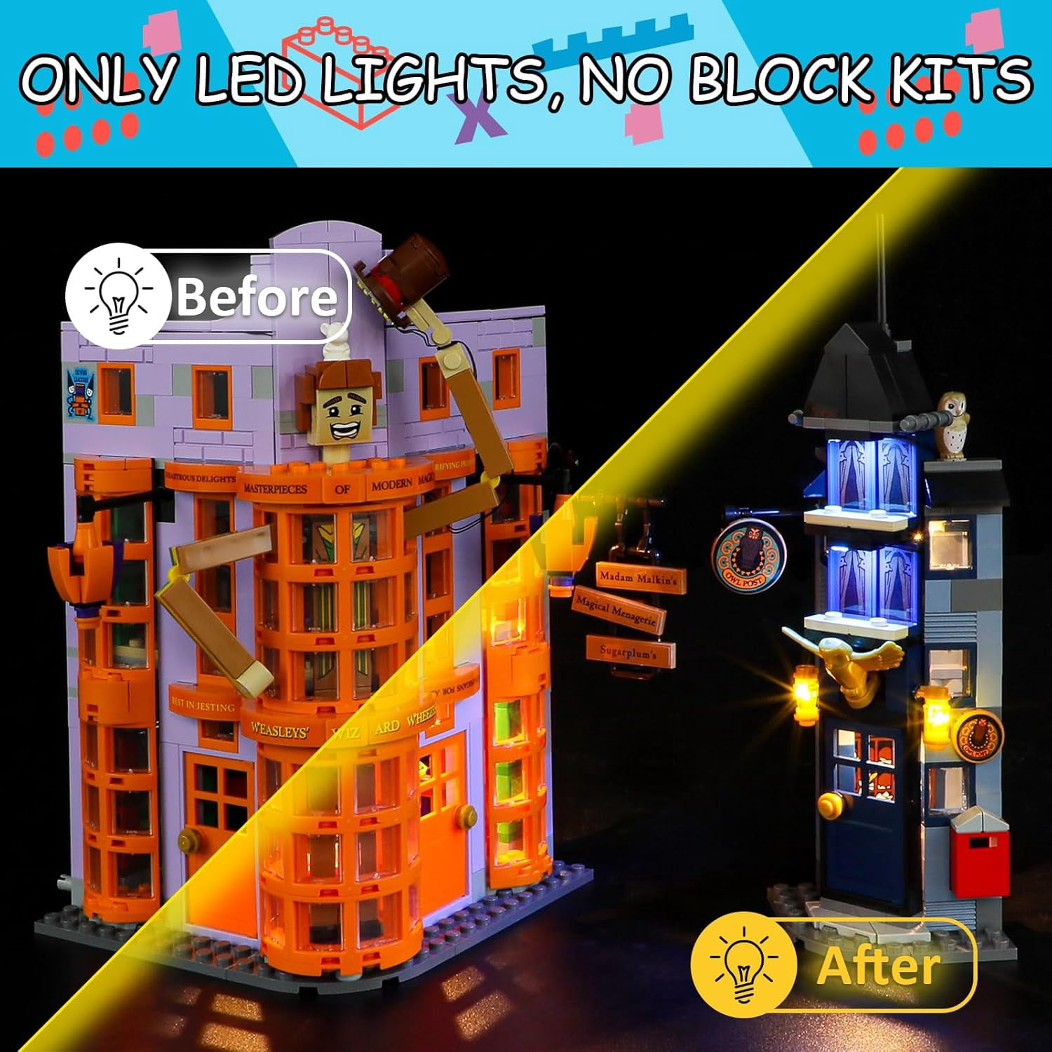 LED Light Kit for Lego 76422 Diagon Alley: Weasleys' Wizard Wheezes Set, Compatible with Lego 76422 Building Blocks Model(Not Include Blocks Set)