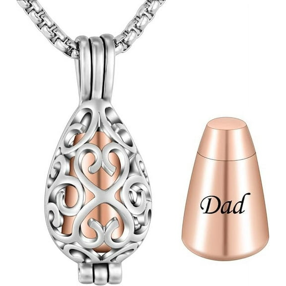 Cremation Jewelry Urn Necklace for Ashes with Lotus Flower Memorial Cremation Necklace for Men