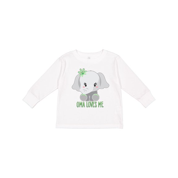 Inktastic Oma Loves Me- cute elephant Boys or Girls Long Sleeve Toddler T-Shirt