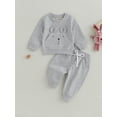 thumbnail image 2 of Bagilaanoe 2PCS Toddler Baby Boy Pants Set Long Sleeve Sweatshirt Pullover Tops + Drawstring Sweatpants 6M 12M 18M 24M 3T Kids Casual Sweatsuits, 2 of 8