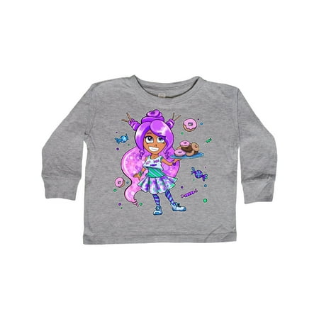 

Inktastic Girl with Purple Hair Donuts and Candy Gift Toddler Boy or Toddler Girl Long Sleeve T-Shirt
