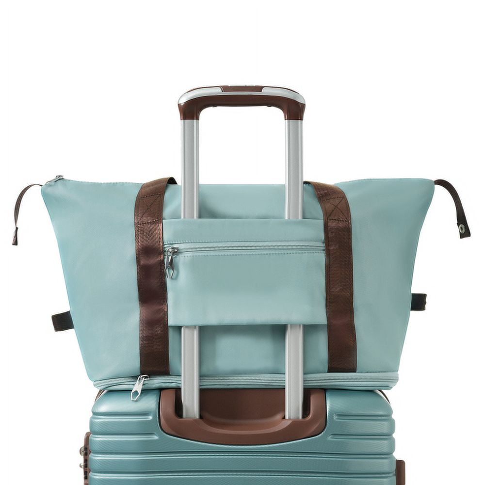 ACE-Travel,20" Carry on Luggage Sets(3PCS) Airline Approved with an Expandable Weekender Bag & a Toiletry Bag,Durable,Lightweight,ABS Hardshell Suitcases with TSA Lock,Wheels,TPE Elastic Handle(Blue)