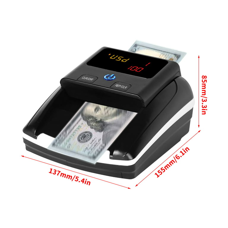 Detector portátil de billetes falsificados, recargable de 4 vías USD y EUR  Bill Checker Machine con recordatorio visual y audible, detector de dinero