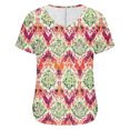 thumbnail image 6 of GaThRRgYP Womens tops V Neck Short Sleeve,Fashion Women's Casual Short Sleeve Printing V-Neck Blouse Floral Ruched T-Shirt Casual Feminine Red S, 6 of 6