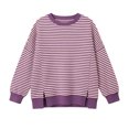 thumbnail image 2 of Girls Striped Sweater Cotton Knit Crew Neck Pullover Tops Girls Casual Fall Winter Clothes, 5-16, 2 of 7