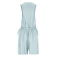 thumbnail image 6 of Wyobmus Rompers for Women Summer Casual Sleeveless Side Tie Jumpsuit Elastic Waist Short Overalls With Pockets Loose Beach Vacation Clothes S-2X A-Light Blue, 6 of 9