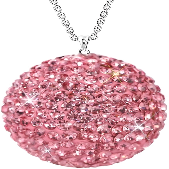 LAMIRO Car Rear View Mirror Charm, Car Decor Interior Car Ornaments Crystal Bling Ball Hanging Rearview Mirror Accessories for Women, Bling Car Decor - Pink