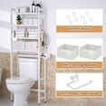 thumbnail image 2 of Enogets Over the Toilet Storage, Bamboo Bathroom Shelf Organizer with 2 Baskets & 4 Hooks, 4-Tier Space Saver, 2 of 8