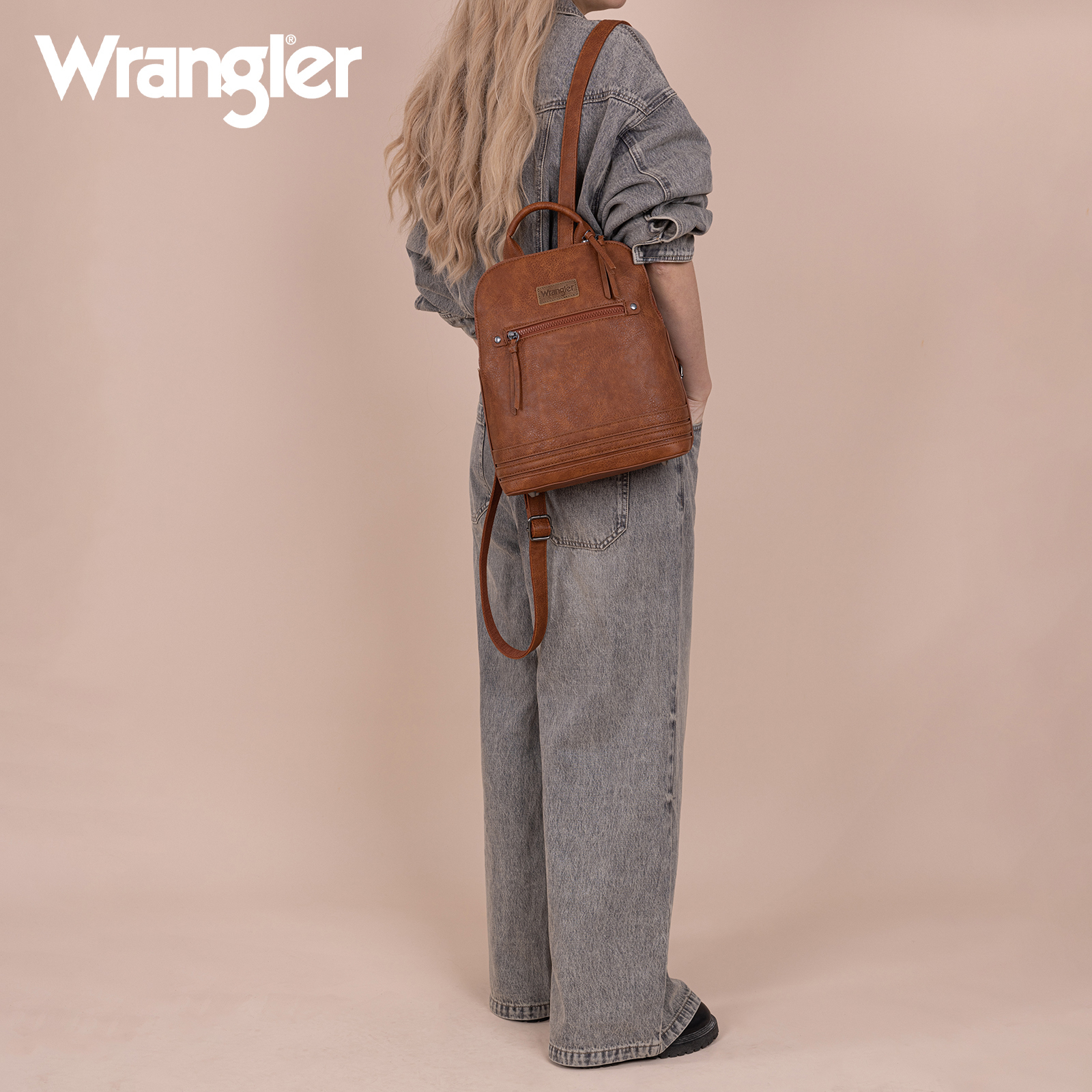Wrangler Backpack Purse for Women Medium Ladies' Bookbag Travel Work Daypacks Bags, Brown