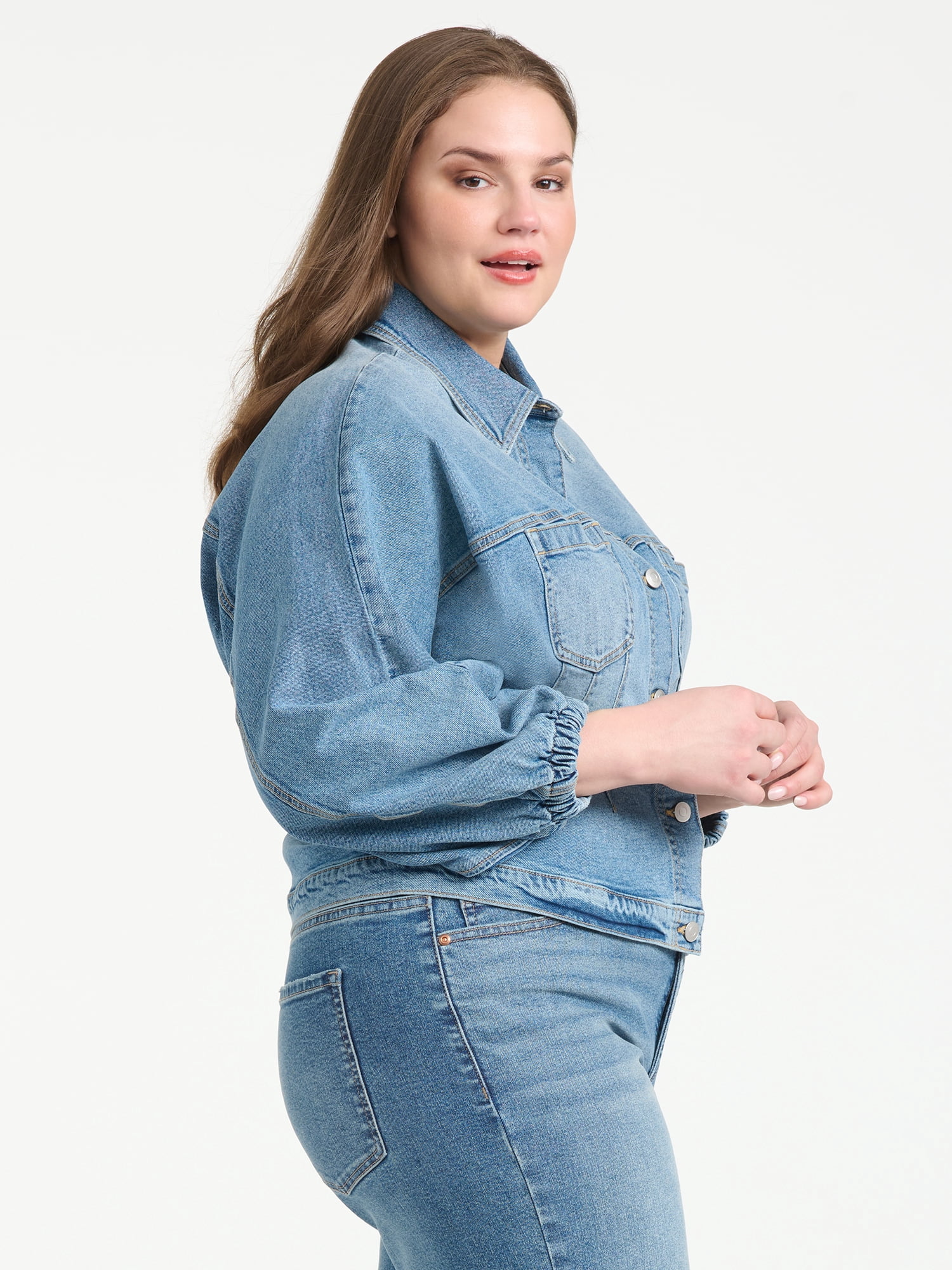 Sofia Vergara Women's Plus Size Darted Denim Waist Jacket Sizes 14W-26W