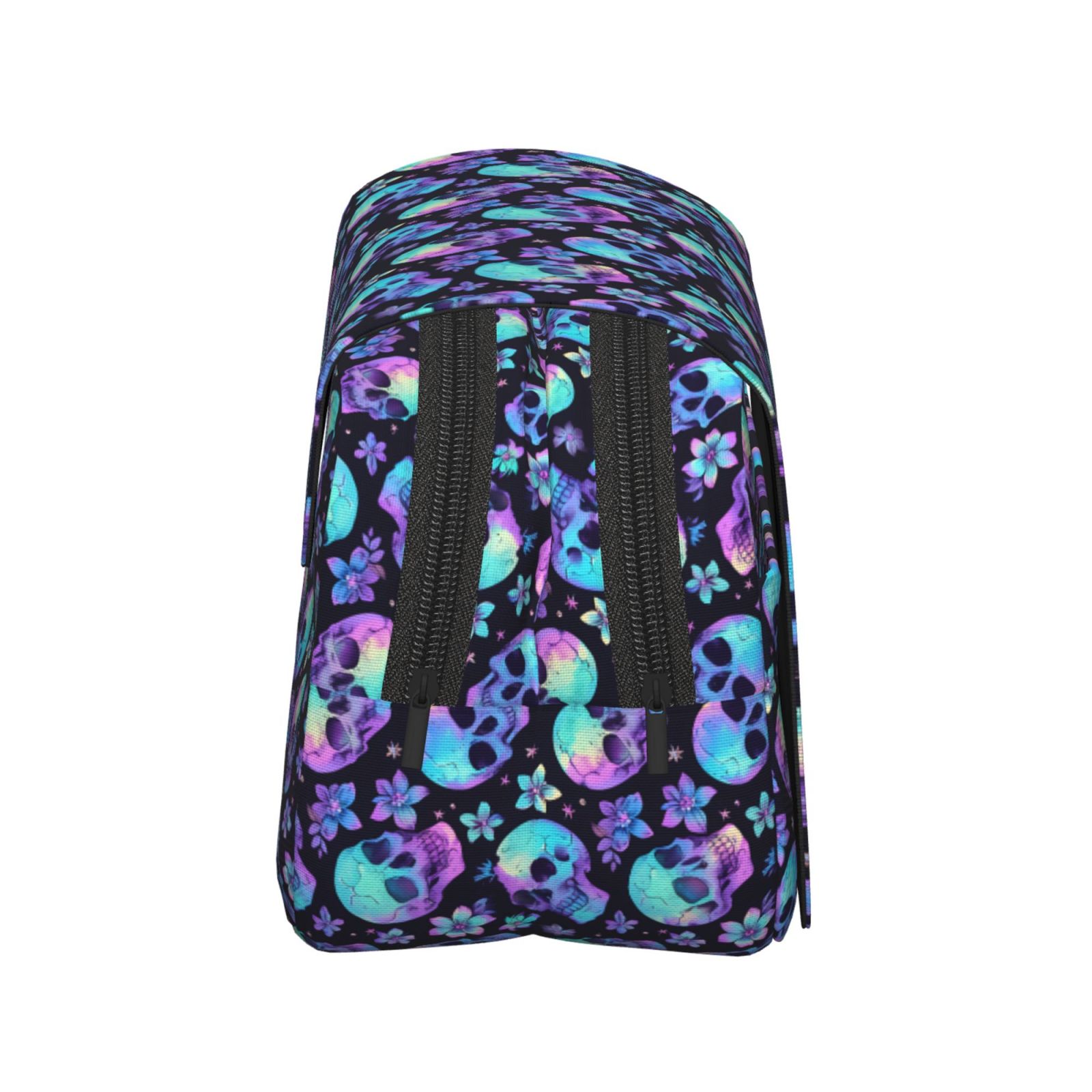 Rateoe Skull flower tie dye Pattern Double Clamshell Pen Case, Storage Organizer with Two Zipper Compartments– Holds Up to 50 Pencils & Pens