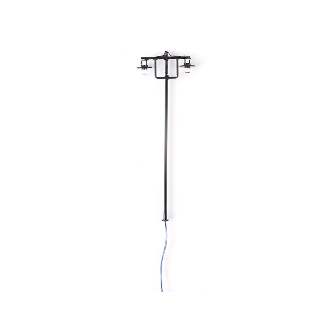 Yuarrent Modelo de lámpara de vía férrea, micropaisaje para exteriores, 1:87, poste de luz LED de Metal, luz de pista en miniatura, Artesanía Negro (blanco cálido)