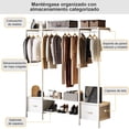 thumbnail image 3 of Simple Hogar Perchero Para ropa, Closet Armables Para Ropas, Closet de Madera, Montado en la Pared Rack Para Ropas, Organizador de Ropa Viene con dos Cajones de Tela, 3 of 6