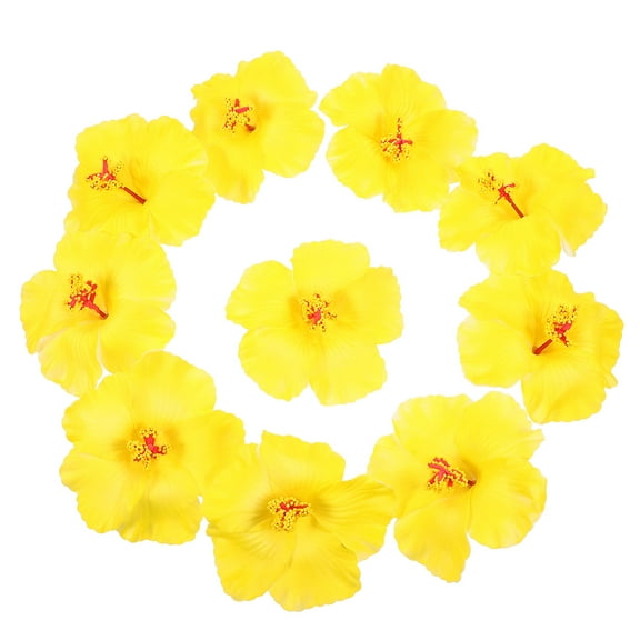 BESTONZON 10Pcs Artificial Hawaiian Flowers Yellow for Party Decor and Photography Props