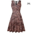 thumbnail image 4 of Women Pleated High Waist V Neck Wrapped Sleeveless Solid Color Summer Dress, 4 of 8