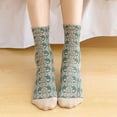 thumbnail image 6 of Zhengup 5 Pairs Womens Floral Cotton Socks Japanese Vintage Cottagecore Crew Socks Ankle Ruffled Warm Casual Dress Socks, 6 of 7