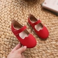 thumbnail image 2 of GobdXE Little Girls Solid Scalloped Strap Mary Jane Dress Flats Princess School Wedding Party Uniform Shoes Color:Red,Size:9.5, 2 of 9