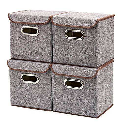 4 Fabric Storage Cubes Organizer Boxes Bins Laundry Baskets Container Drawers 