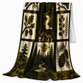 thumbnail image 2 of Woodland Owl Crescent Moon Rustic Forest Patchwork, Peaceful Bird Art Scene, Warm Flannel Blanket for Cabin and Lodge, Bird Lovers Housewarming Gift, Artistic Home Decor, 2 of 8