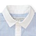 thumbnail image 2 of Hope & Henry Layette Baby Boy Woven Short Sleeve Romper with Collar and Button Front, 2 of 3