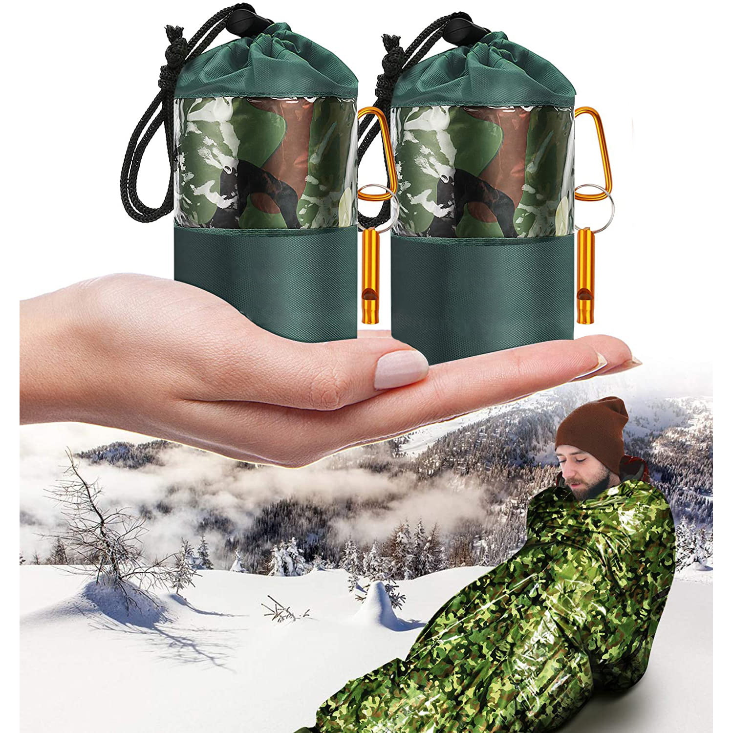 1pcs camo waterproof Emergency survival Blanket thermal aid camping Hiking s0u3 