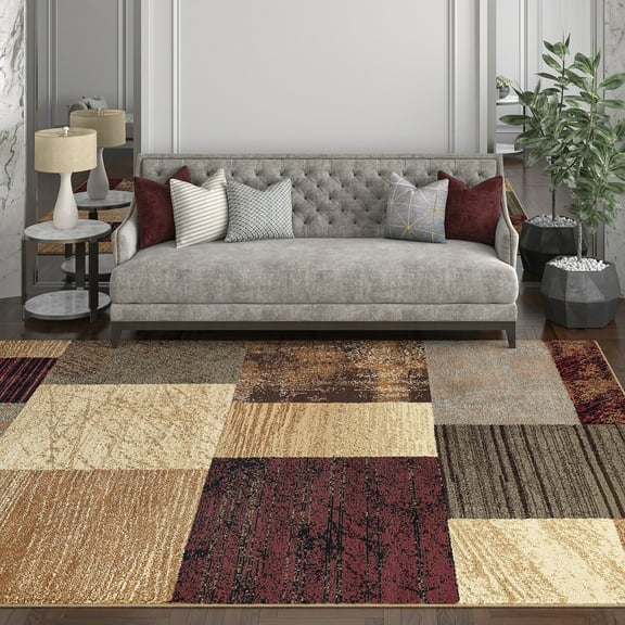 Elegance Contemporary 3-Piece Set Multi-Color Polypropylene Indoor Area Rug