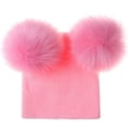 thumbnail image 1 of Kids Baby Autumn Winter Solid Color Warm Knit Hat Large Double Ball Woolen Cap, 1 of 9