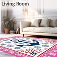 thumbnail image 2 of ODIKA 2'x3' Machine Washable Non-Slip Area Rug, Nordic Anchor Crest Design with Delicate Snowflake Details High Traffic Rug, Pink, 645590, 2 of 7