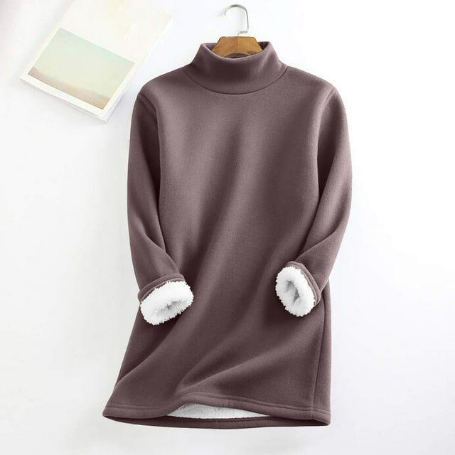 IMENGL T-Shirts Thermiques à Col Montant pour Femmes, Marron 3TG, Taille M-3TG