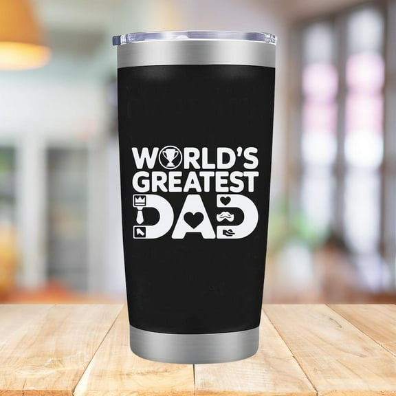Dad Gifts from Daughter Son Greatest Dad Birthday Gifts, Fathers Day Birthday Gifts for Dad Step Dad Father in Law Him Bonus Dad Daddy, 20oz Travel Tumbler - Black