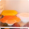 thumbnail image 4 of 4 Pcs Round Silicone Bowl Covers Elastic Stretch Food Saver Wraps Reusable Expandable Food Lids for Microwave Oven （Yellow and Orange), 4 of 8