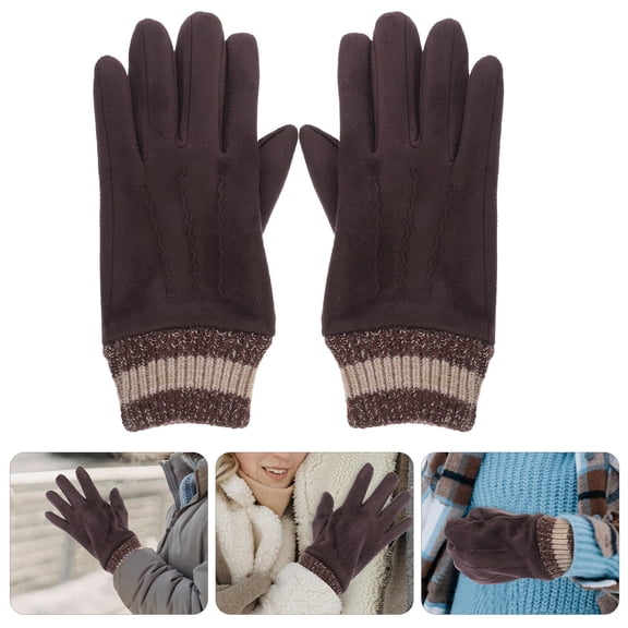 AURARMLET Durable Suede Touchscreen Gloves for Women's Cold Weather Riding Outdoor Activities Coffee Size 1 Pair